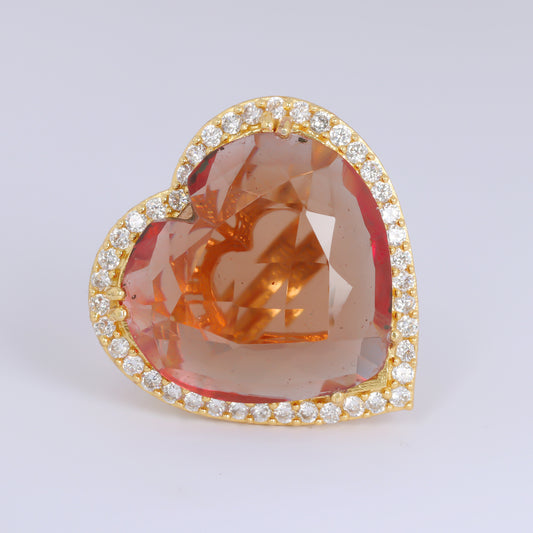 14K Lab Grown Diamond Heart-Cut Pave Heart Ring