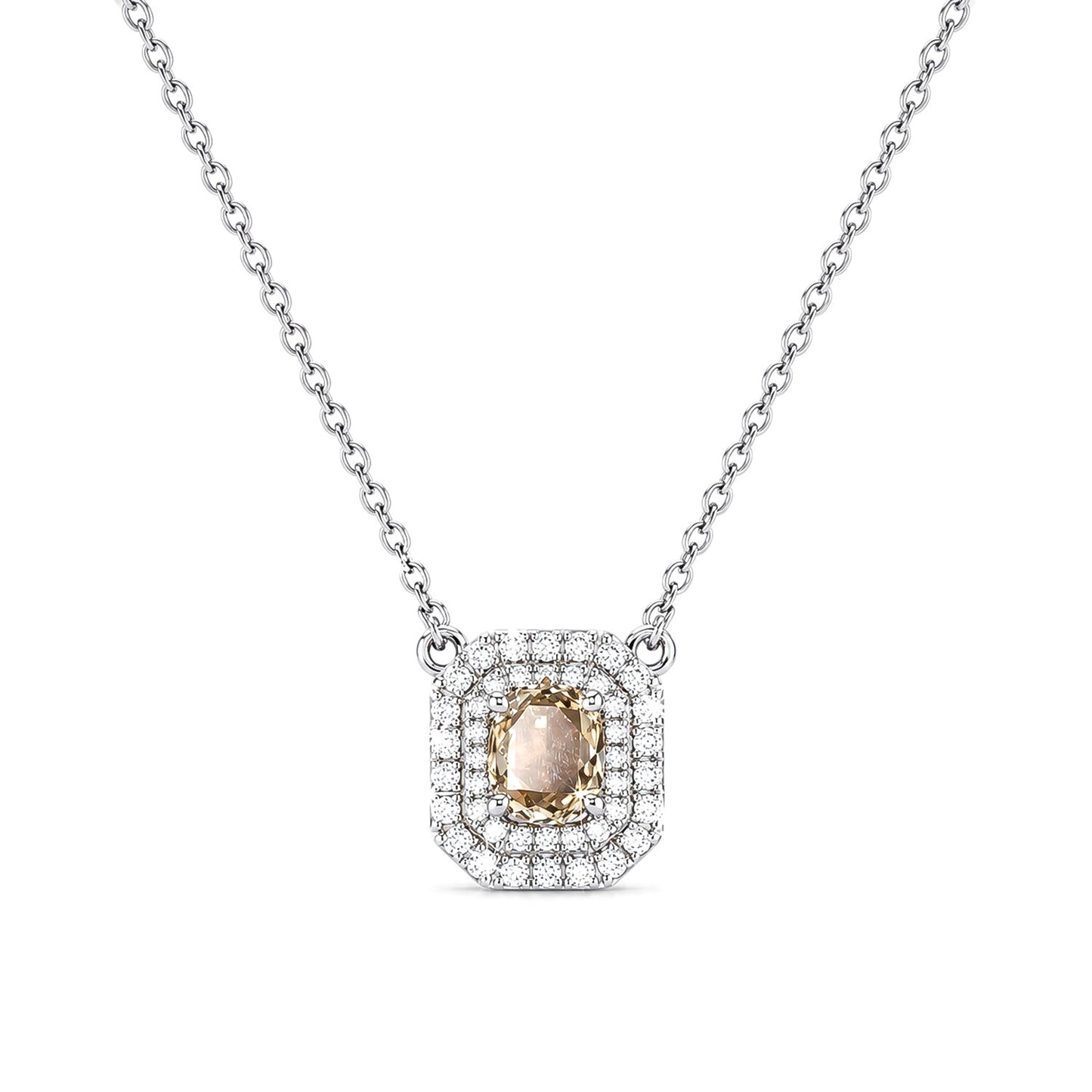 18K Lab Grown Emerald-Cut Diamond Solitaire Pendant Necklace