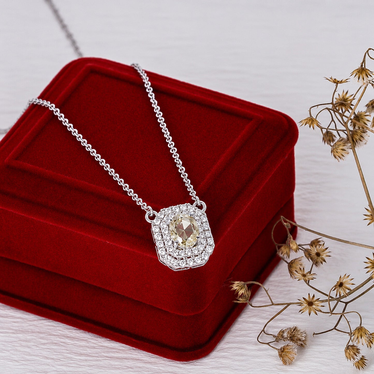 18K Lab Grown Emerald-Cut Diamond Solitaire Pendant Necklace