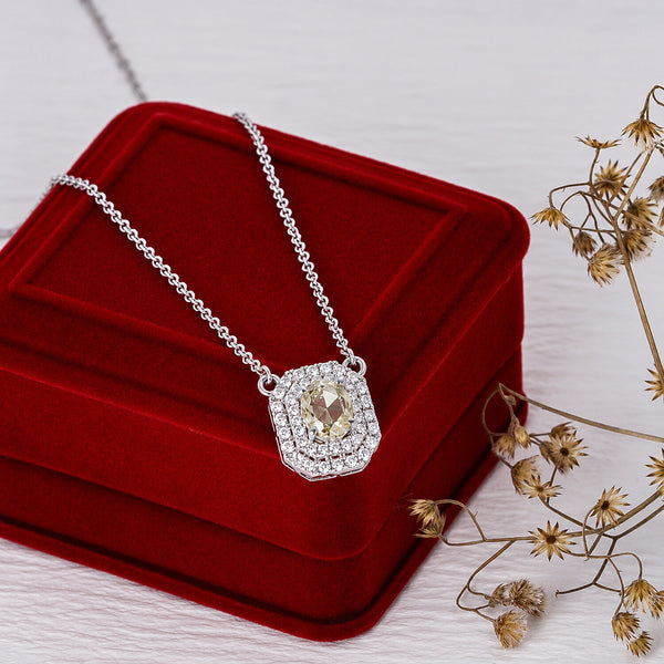 18K Lab Grown Emerald-Cut Diamond Solitaire Pendant Necklace