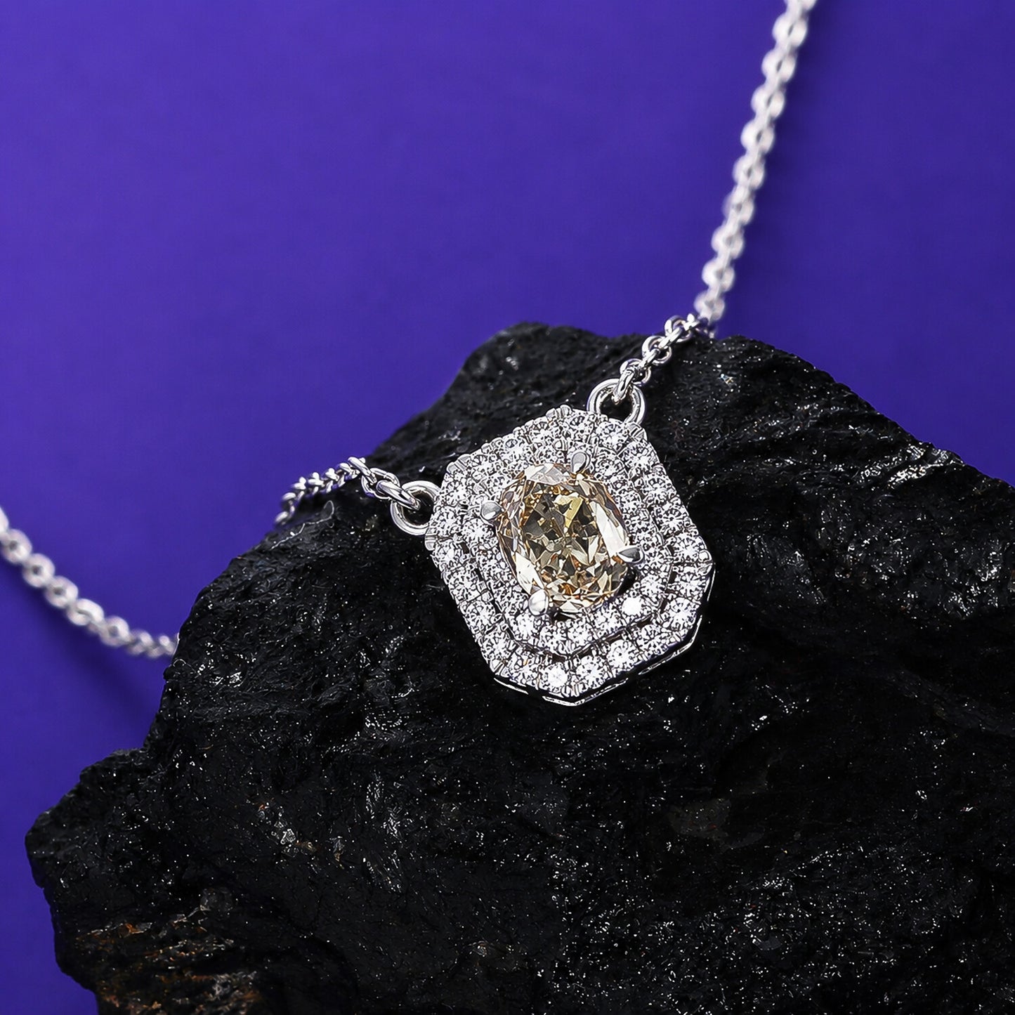 18K Lab Grown Emerald-Cut Diamond Solitaire Pendant Necklace