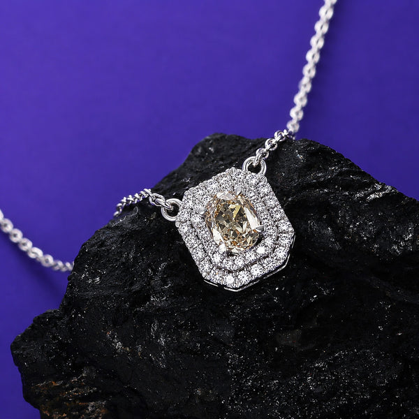 18K Lab Grown Emerald-Cut Diamond Solitaire Pendant Necklace