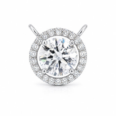 14K/18K Lab Grown 3 Ct Round Solitaire Diamond Pendant Necklace, VVS/E, IGI Certified – Everyday Wear