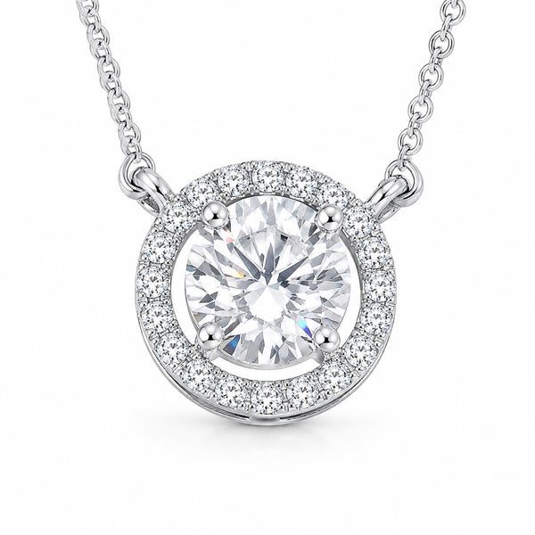 14K/18K Lab Grown Diamond Cluster Pendant Necklace – Everyday Wear