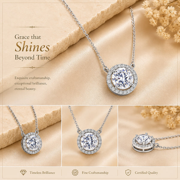 14K/18K Lab Grown Diamond Cluster Pendant Necklace – Everyday Wear