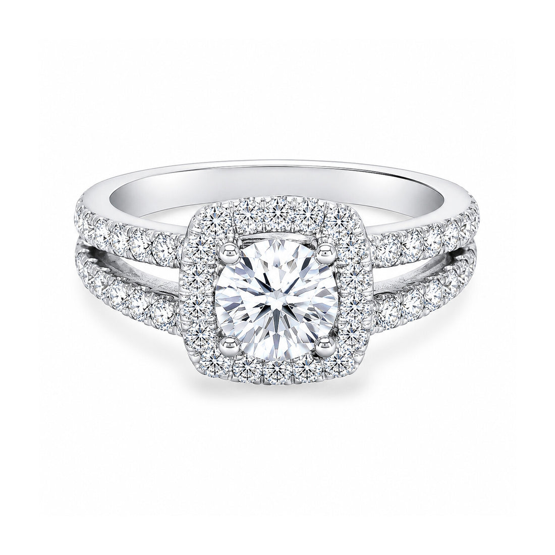 14K Lab Grown Diamond Round-Cut Pave Cluster Ring