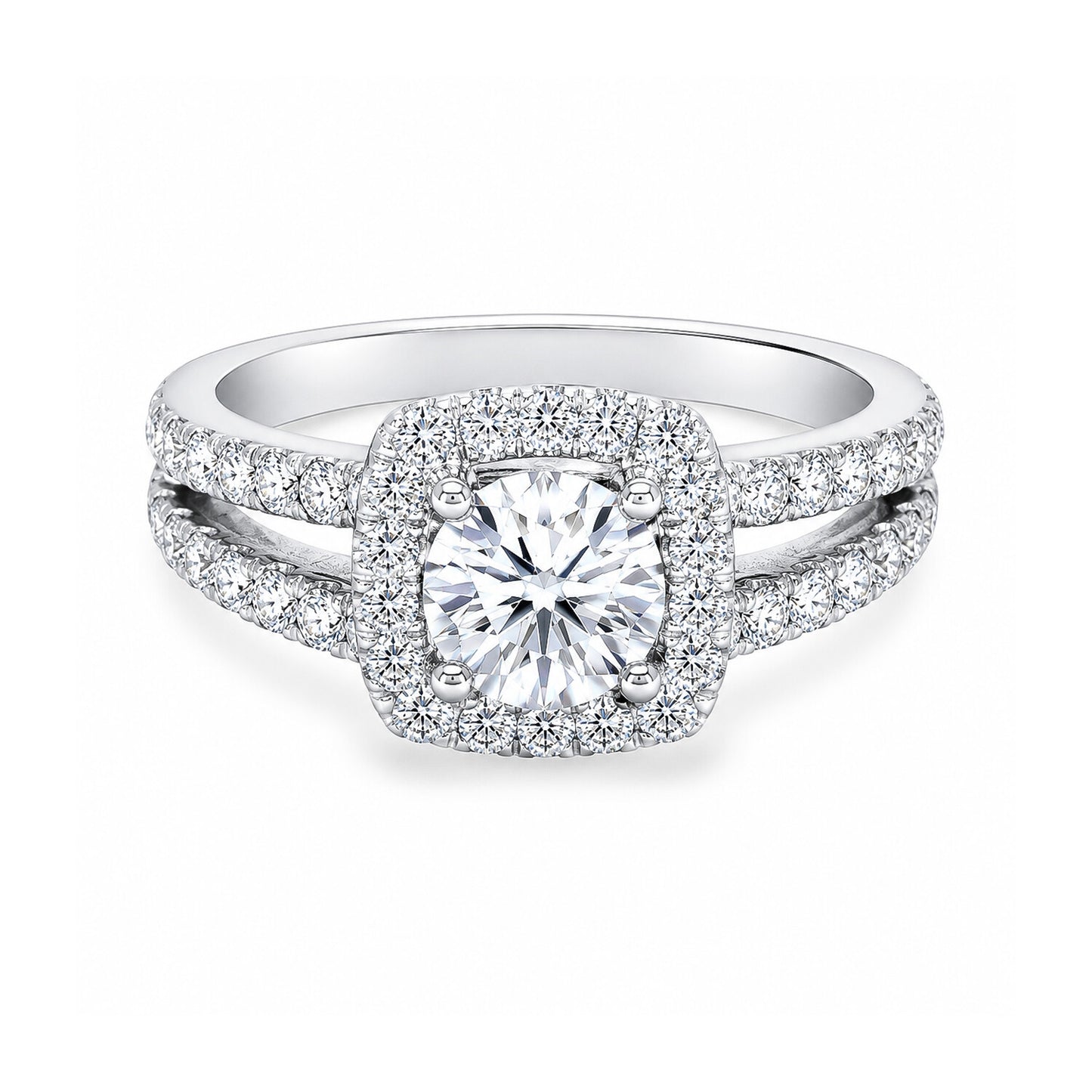 14K Lab Grown Diamond Round-Cut Pave Cluster Ring