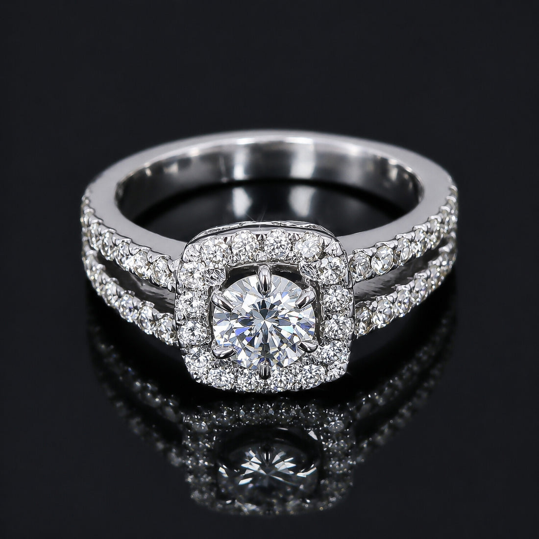 14K Lab Grown Diamond Round-Cut Pave Cluster Ring