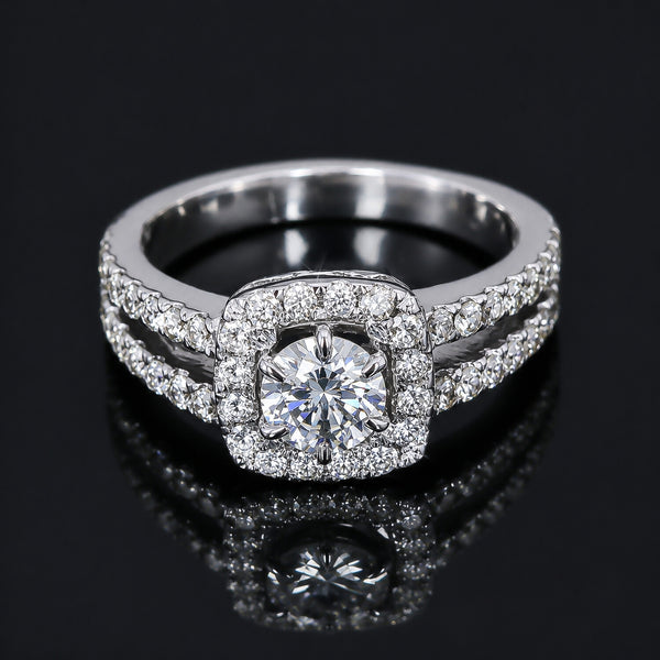 14K Lab Grown Diamond Round-Cut Pave Cluster Ring