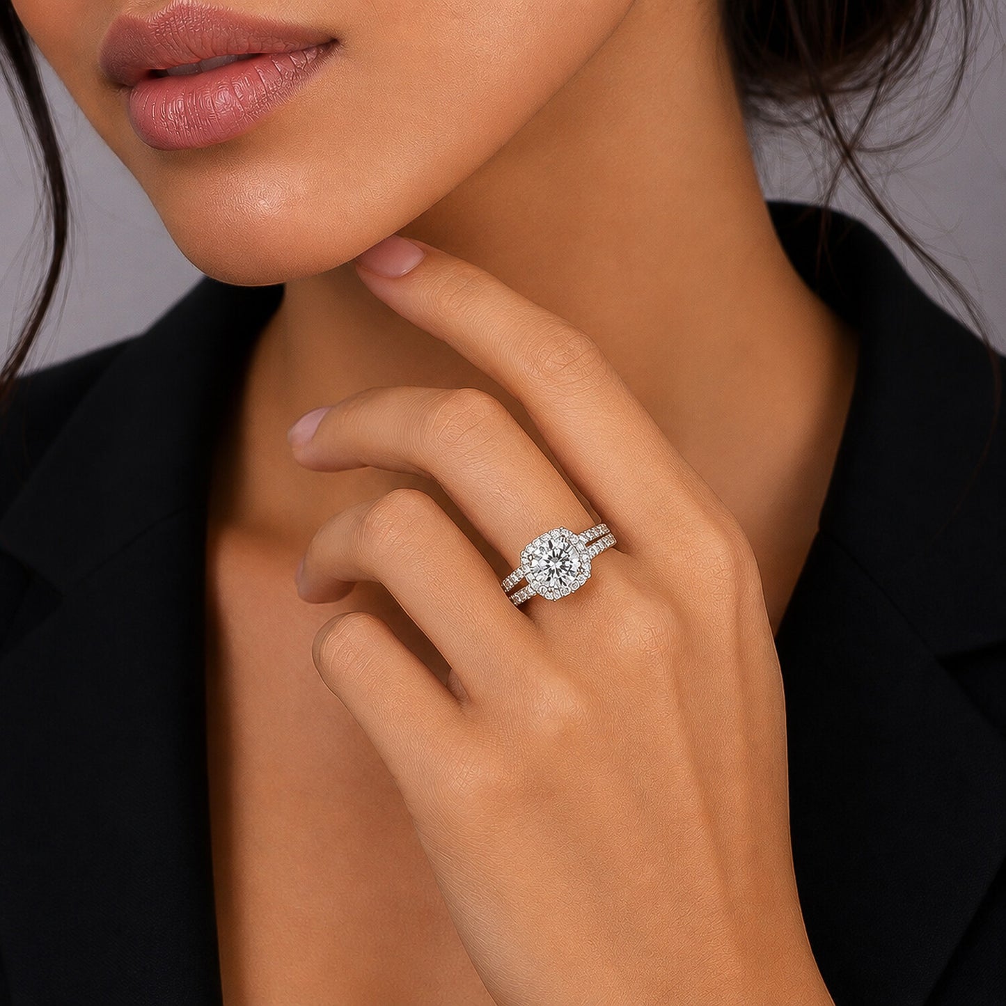 14K Lab Grown Diamond Round-Cut Pave Cluster Ring