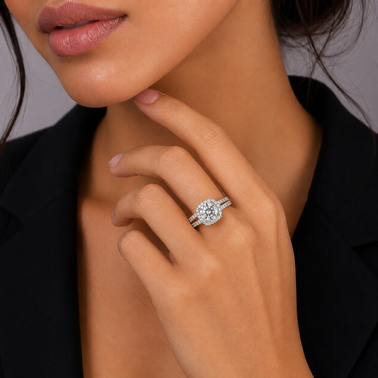 14K Lab Grown Diamond Round-Cut Pave Cluster Ring