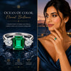 14K Lab Grown Diamond Emerald-Cut Three-Stone Ring
