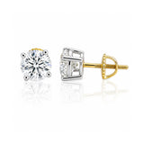 14K/18K Lab-Grown Diamond Solitaire Round Stud Earrings