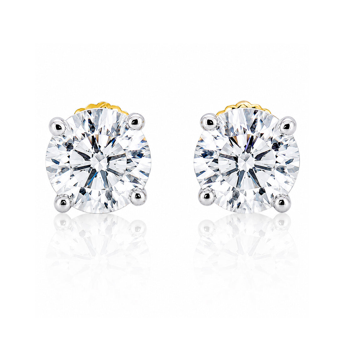 14K/18K Lab-Grown Diamond Solitaire Round Stud Earrings