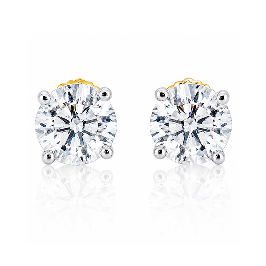 14K/18K Lab-Grown Diamond Solitaire Round Stud Earrings