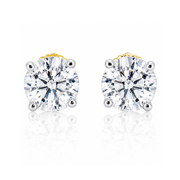 14K/18K Lab-Grown Diamond Solitaire Round Stud Earrings