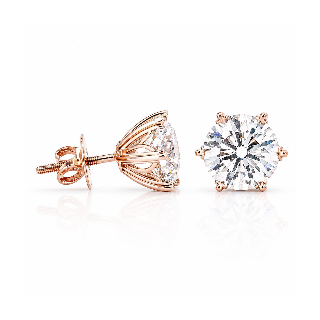 14K/18K Lab-Grown Diamond Solitaire Round Stud Earrings