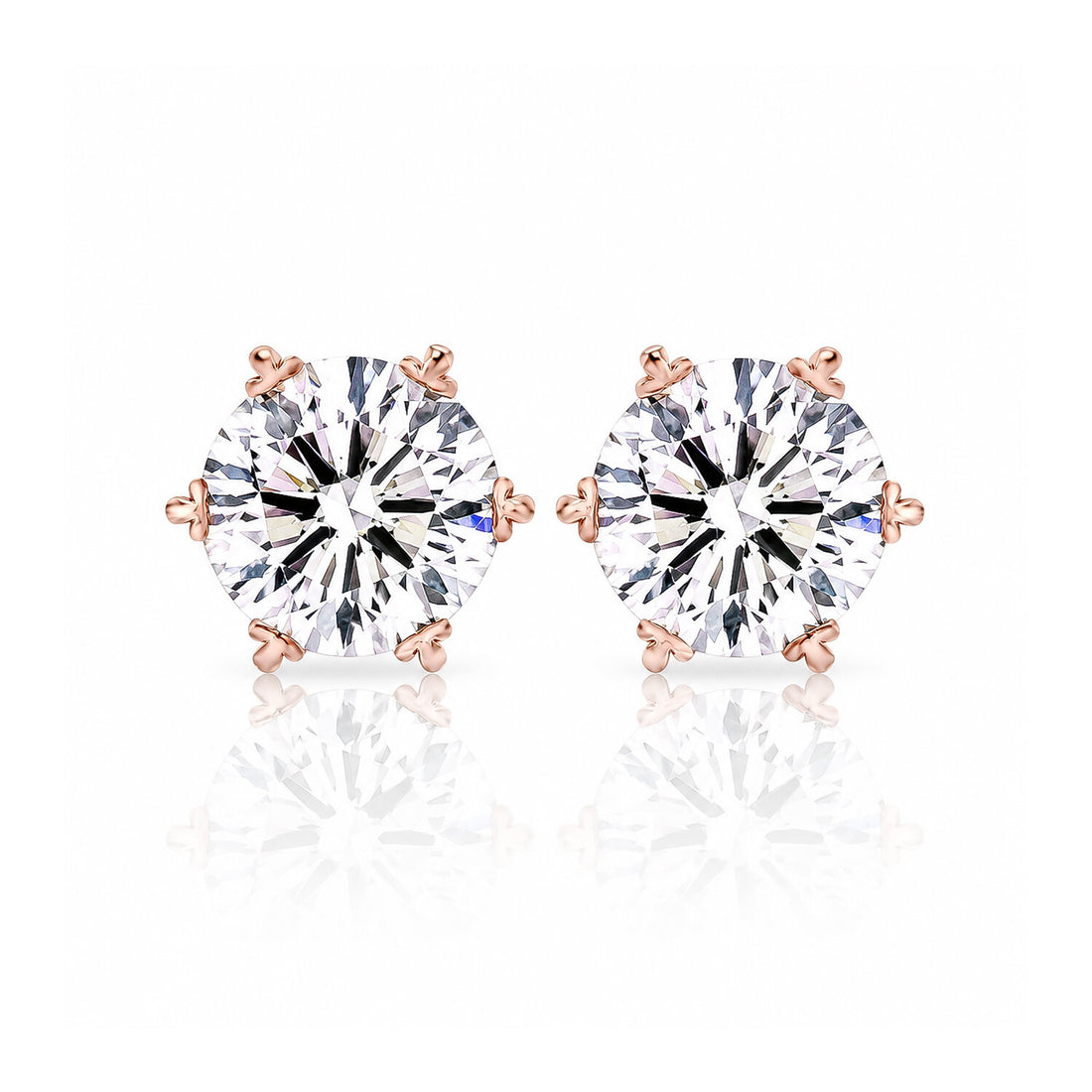 14K/18K Lab-Grown Diamond Solitaire Round Stud Earrings