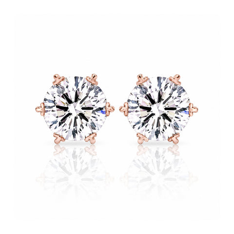 14K/18K Lab-Grown Diamond Solitaire Round Stud Earrings