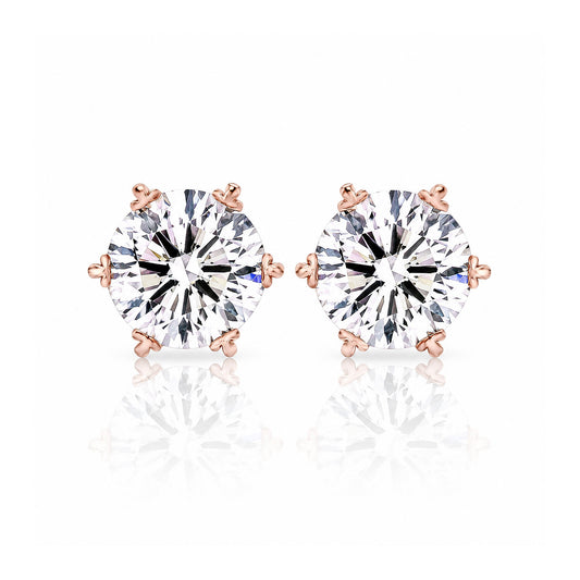 14K/18K Lab-Grown Diamond Solitaire Round Stud Earrings
