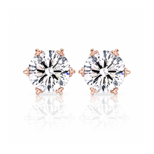 14K/18K Lab-Grown Diamond Solitaire Round Stud Earrings