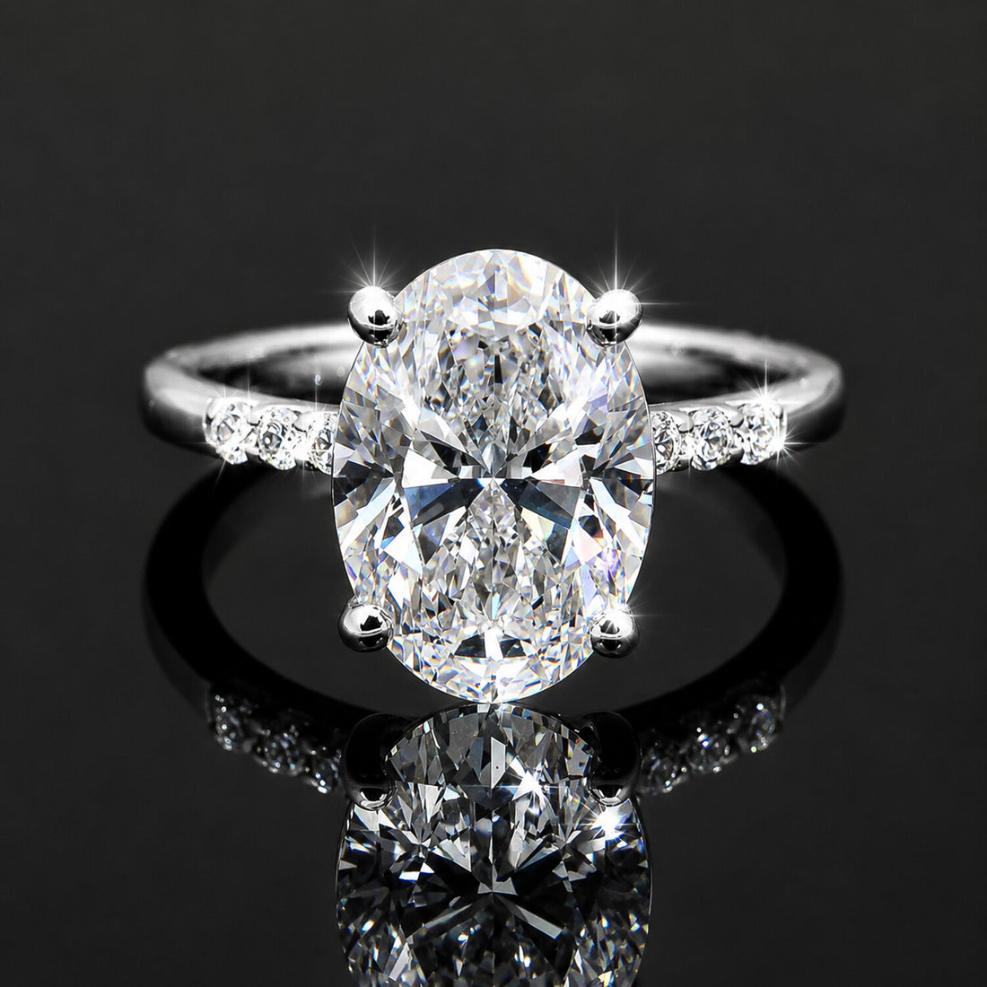 14K Lab Grown Diamond Oval Cluster Ring | IGI Certified