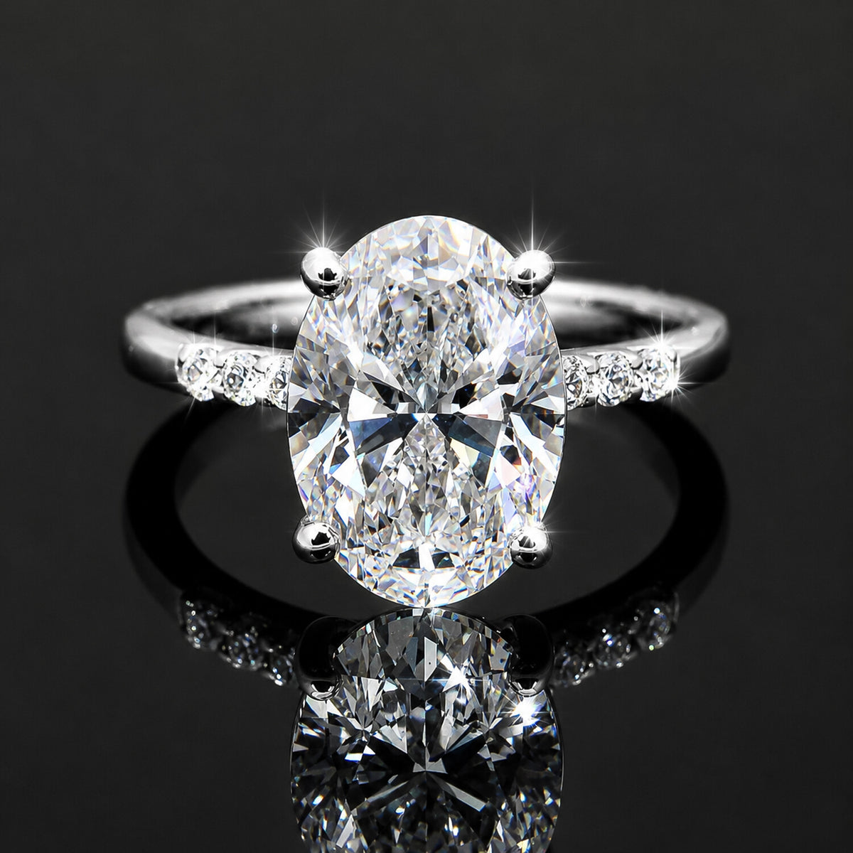 14K Lab Grown Diamond Oval Cluster Ring | IGI Certified