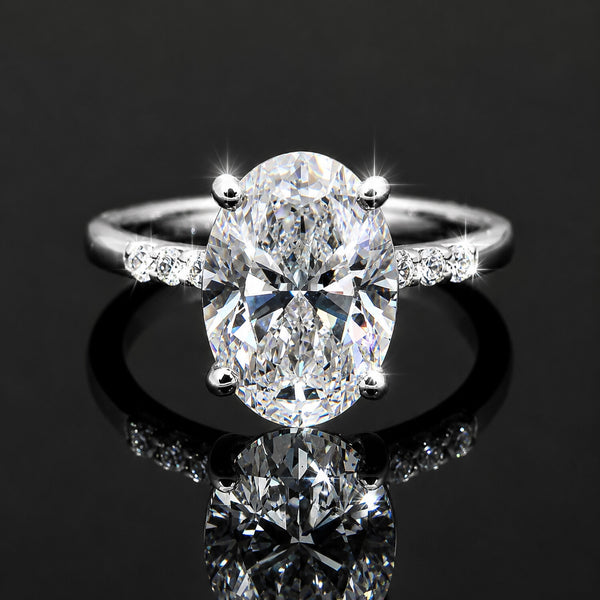 14K Lab Grown Diamond Oval Cluster Ring | IGI Certified