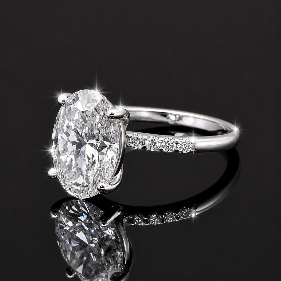 14K Lab Grown Diamond Oval Cluster Ring | IGI Certified