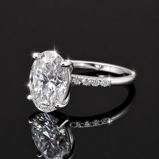 14K Lab Grown Diamond Oval Cluster Ring | IGI Certified