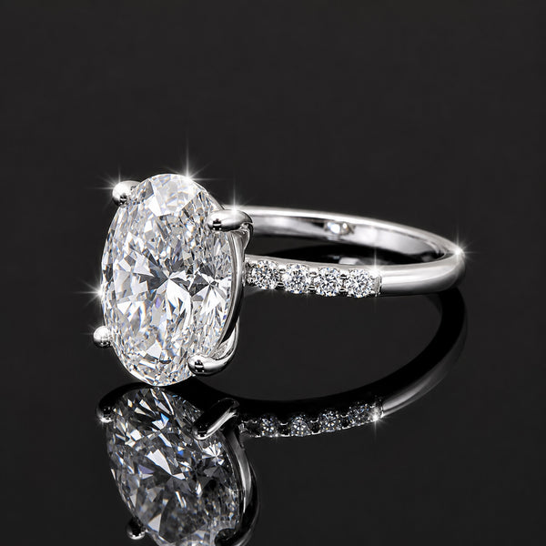 14K/18K Lab Grown Diamond Oval Halo Ring (0.44 ct tw) - BIS Hallmarked Gold