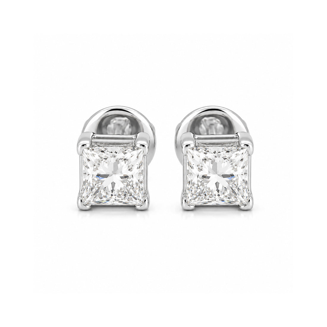14K/18K Lab-Grown Diamond Solitaire Round Stud Earrings