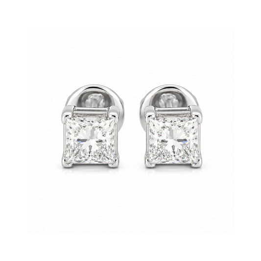 14K/18K Lab-Grown Diamond Solitaire Round Stud Earrings