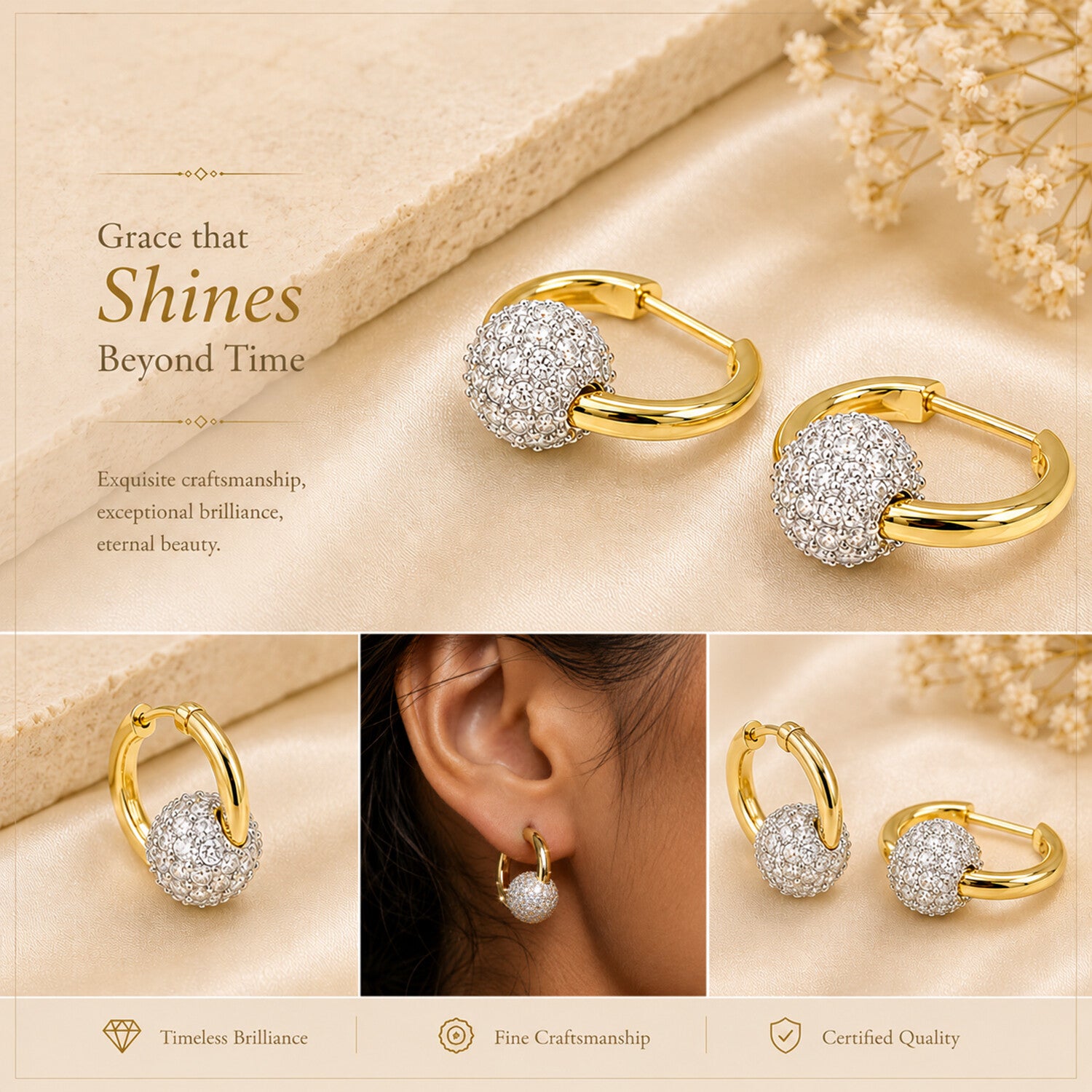 14K/18K Lab-Grown Diamond Round Drop Earrings
