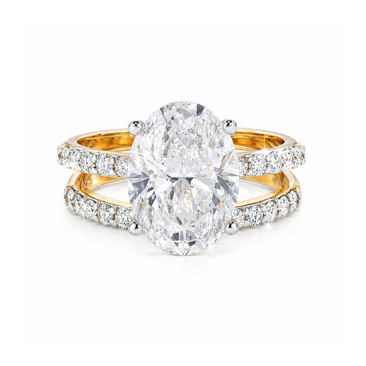 14K/18K Lab Grown Diamond Oval Cut Ring for Women
