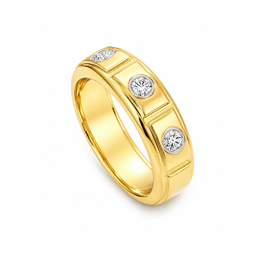 14K Lab Grown Diamond Round Three-Stone Ring | IGI Certified