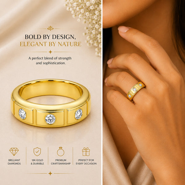 14K Lab Grown Diamond Round Three-Stone Ring | IGI Certified