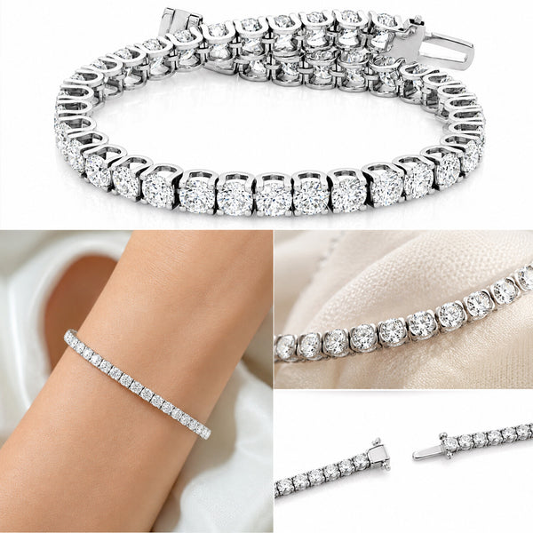 18K Lab Grown Diamond Tennis Bracelet – Round Cut, 5.4ct, BIS Hallmark Gold