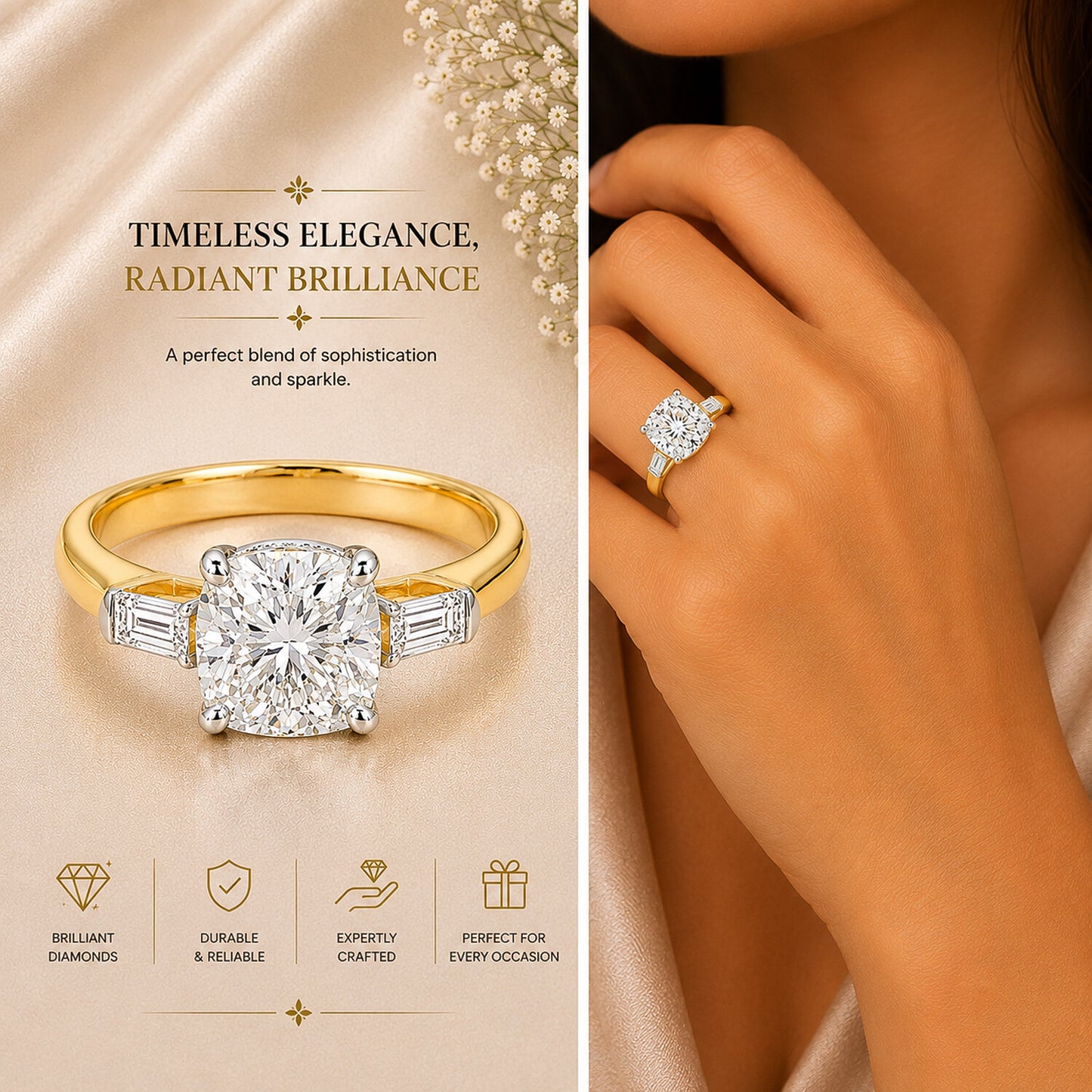 14K/18K Lab Grown Diamond Round Cut Ring for Women