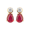 18K Lab-Grown Ruby Pear Drop Earrings