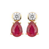 18K Lab-Grown Ruby Pear Drop Earrings