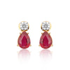 18K Lab-Grown Ruby Pear Drop Earrings