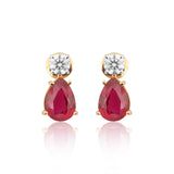 18K Lab-Grown Ruby Pear Drop Earrings