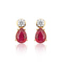 18K Lab-Grown Ruby Pear Drop Earrings