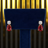 18K Lab-Grown Ruby Pear Drop Earrings