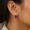 18K Lab-Grown Ruby Pear Drop Earrings