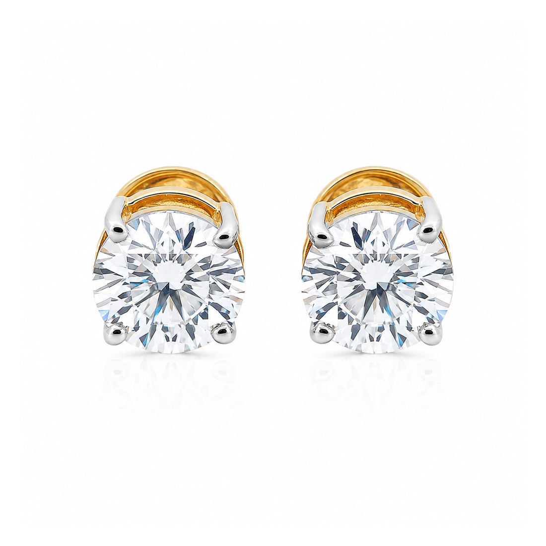 18K Lab-Grown Diamond Solitaire Round Stud Earrings