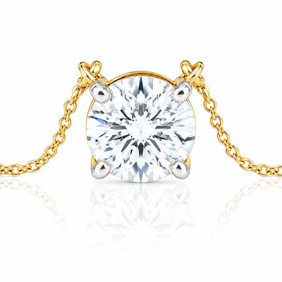 14K/18K Lab Grown Diamond Round Solitaire Pendant Necklace, 1.5 Ct, VVS/E | IGI Certified