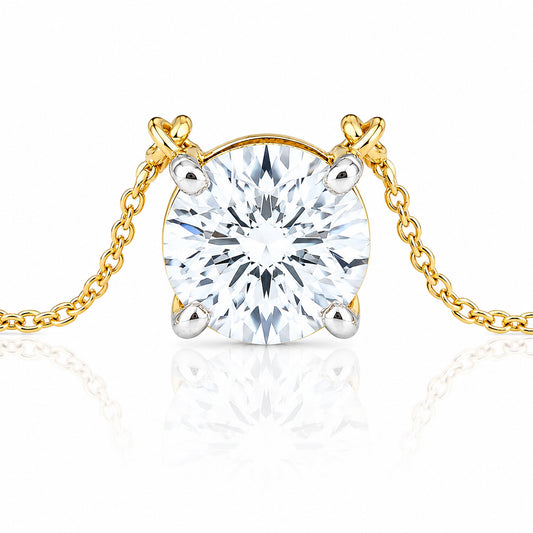 14K/18K Gold Minimalist Diamond Accent Pendant Necklace