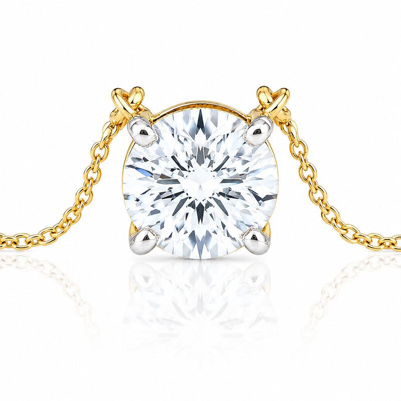 14K/18K Gold Minimalist Diamond Accent Pendant Necklace